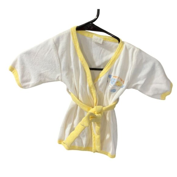 Baby Boom One Size Fits Most Baby Infant Terry Cloth bath Robe Yellow White - Picture 1 of 4